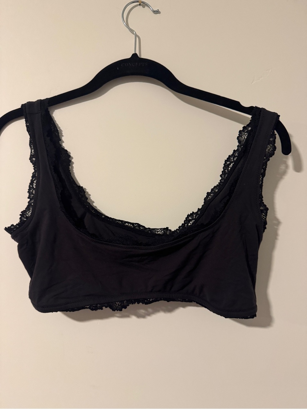 Skims Fits Everybody Lace Square Neck Bralette - Onyx
